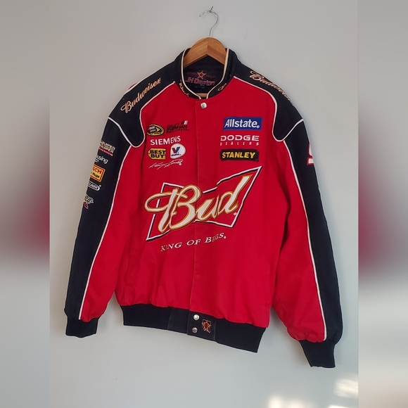 Budweiser JH Design Vintage Red Racing Jacket Size Large - Picture 3 of 9